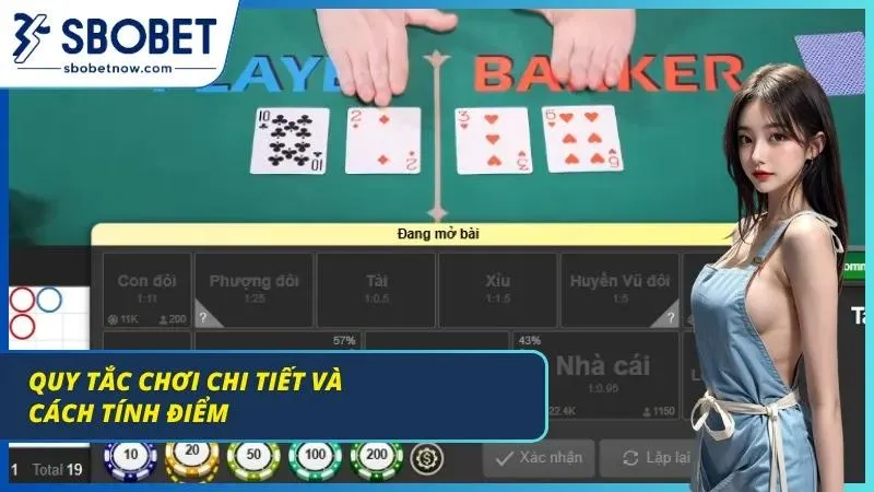 Bảng quy tắc rút bài thứ ba hiển thị tự động trên bàn điện tử
