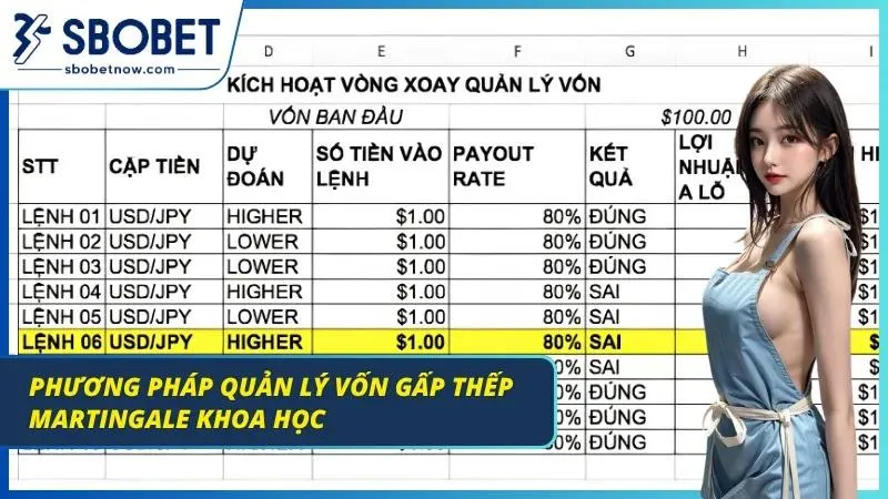 Sơ đồ quản lý vốn Martingale trong chiến thuật cược bài