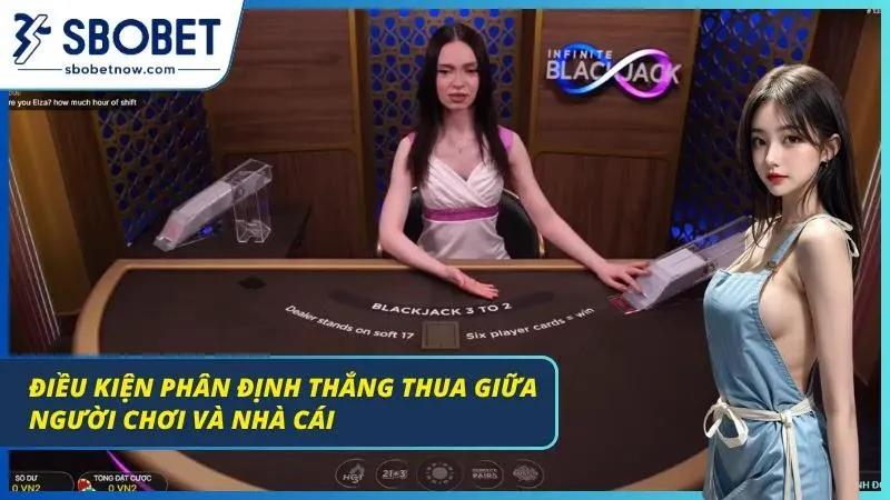 So sánh điểm bài để xác định thắng thua trong blackjack