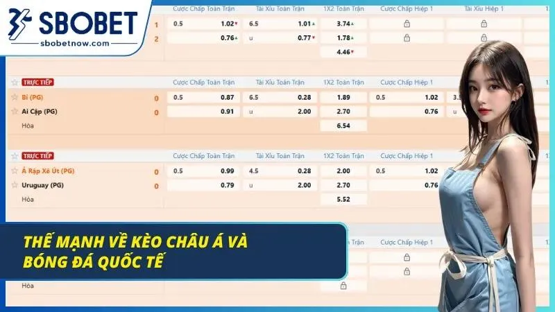 Minh họa bảng kèo bóng đá quốc tế và châu Á