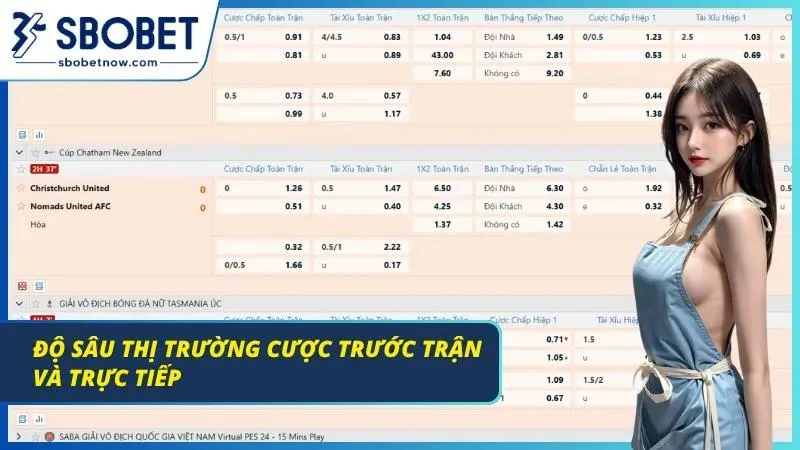 Nhiều lựa chọn cược trước trận và trực tiếp đa dạng