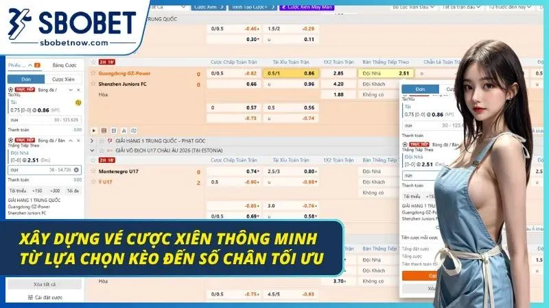 Giao diện lựa chọn và kết hợp các chân cược trên bảng điện tử