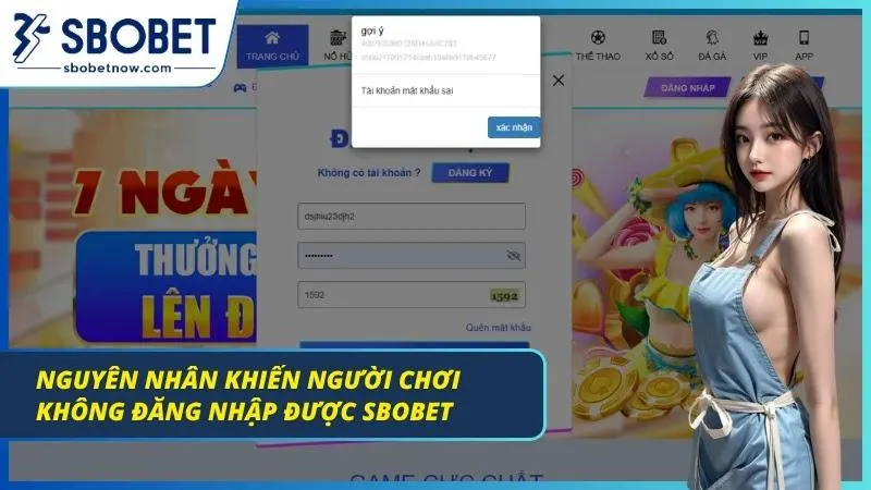 Giao diện đăng nhập thất bại từ người chơi