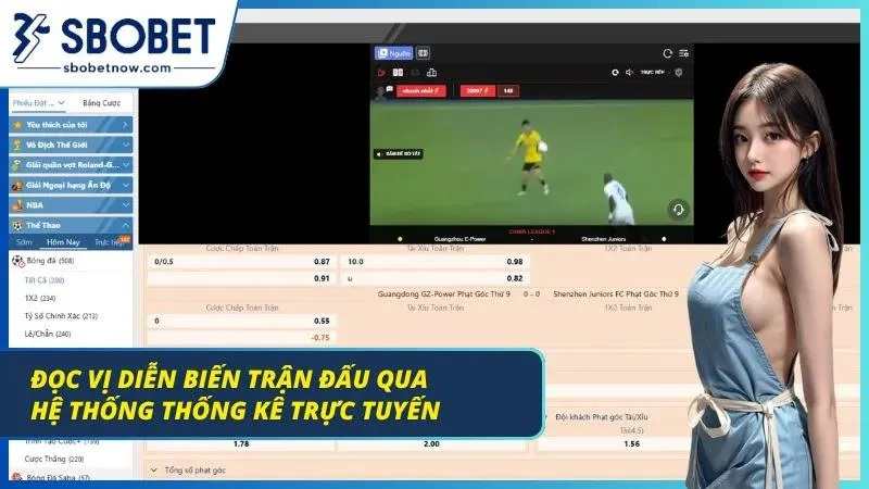Bảng thống kê trực tuyến phản ánh diễn biến trận đấu