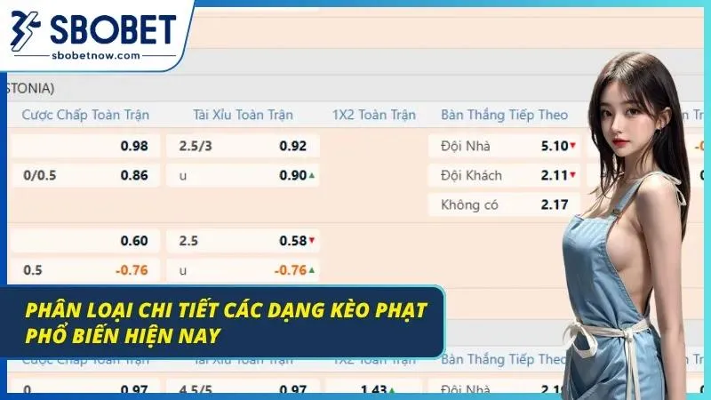 Bảng tỷ lệ hiển thị đa dạng các hình thức cược góc trực tuyến
