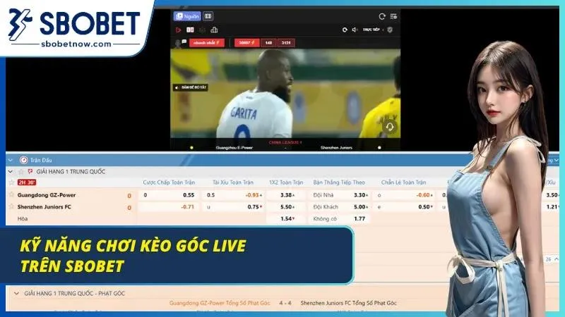 Giao diện cập nhật biến động tỷ lệ cược góc trực tuyến