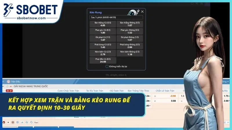 Màn hình trận đấu và bảng kèo được quan sát song song liên tục