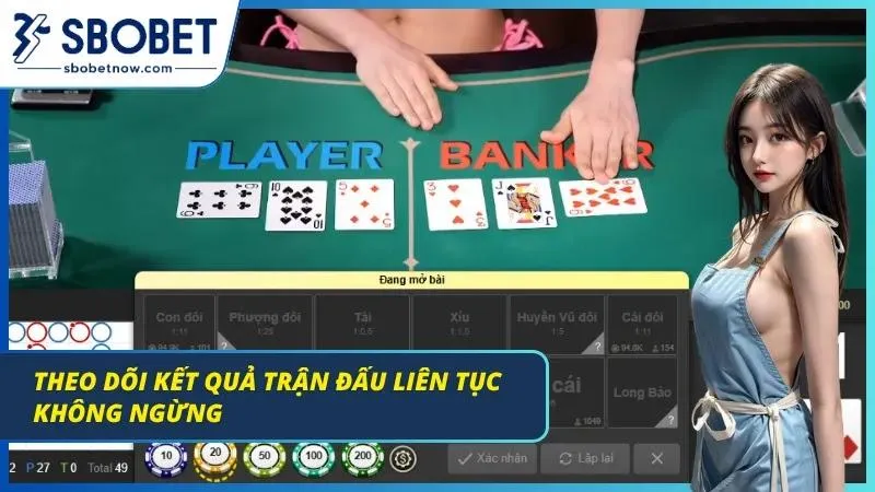 Hệ thống hiển thị kết quả trận đấu cập nhật liên tục